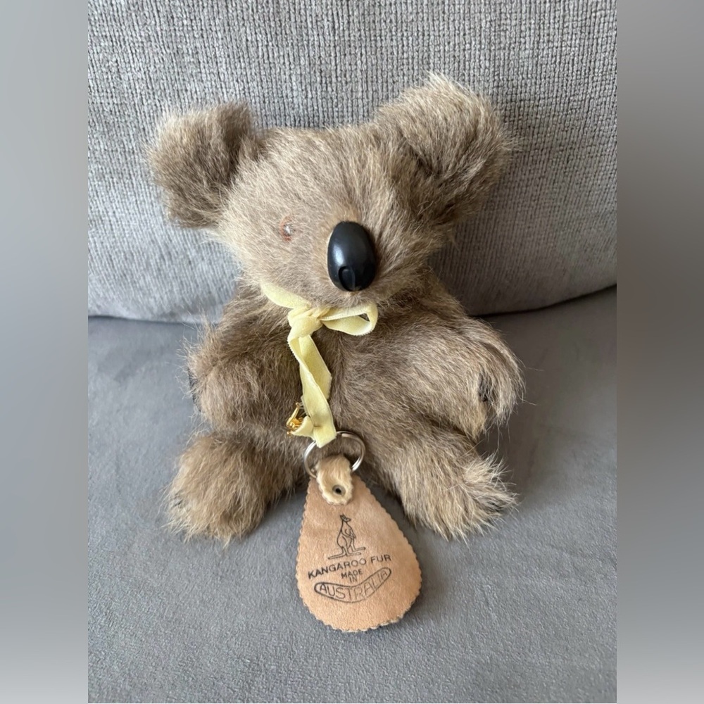 Vintage Australian Koala Bear 8” Plush Genuine Kangaroo Fur Stuffed Toy Soft
